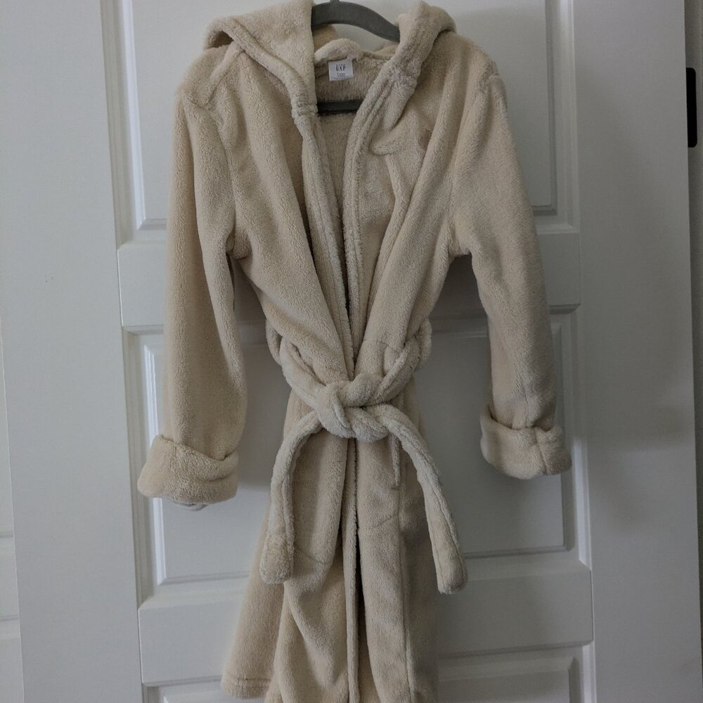 Gap Off White Fuzzy Brannan Bear Toddler Robe Size 5Toddler
